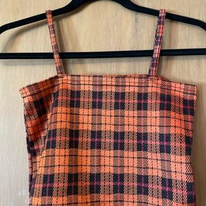 Plaid Orange and Black Women's Top